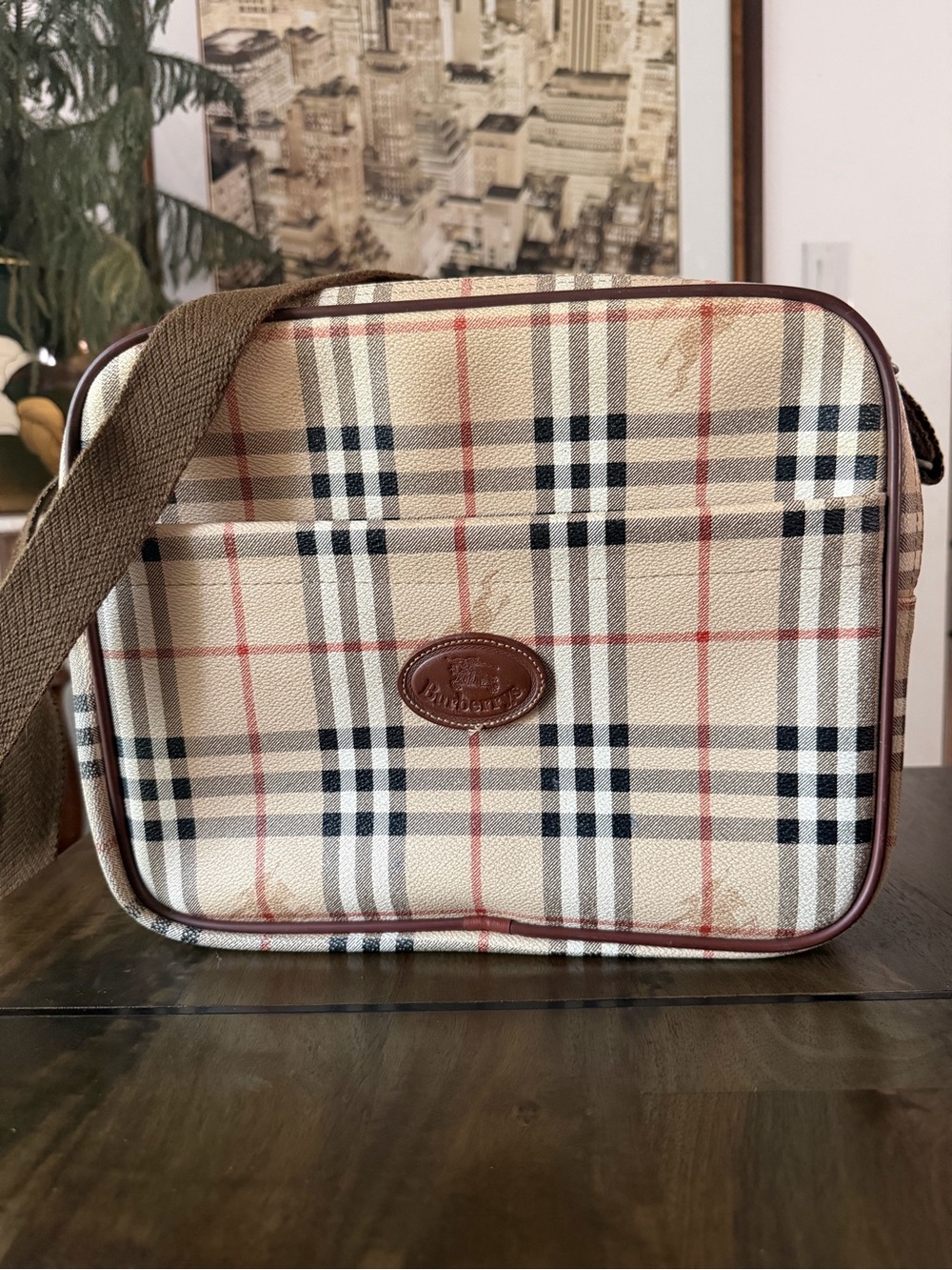 Authentic Vintage Burberrys Nova Check Triple Zip Large Crossbody Messenger Bag
